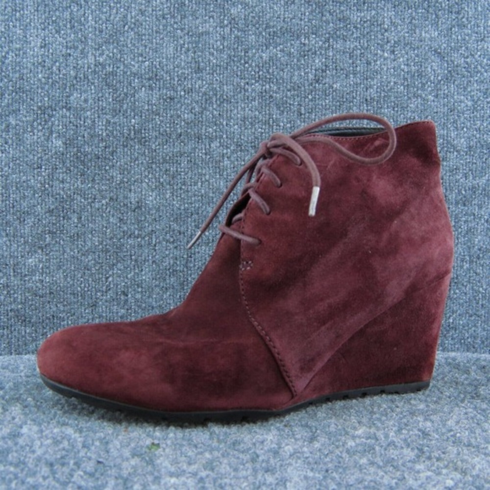 Clarks Women Ankle Boots Red Leather Lace Up Size 8 Medium